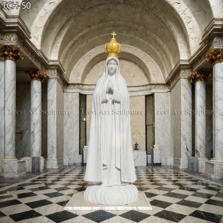 marbel our lady of fatima statue with golden crown