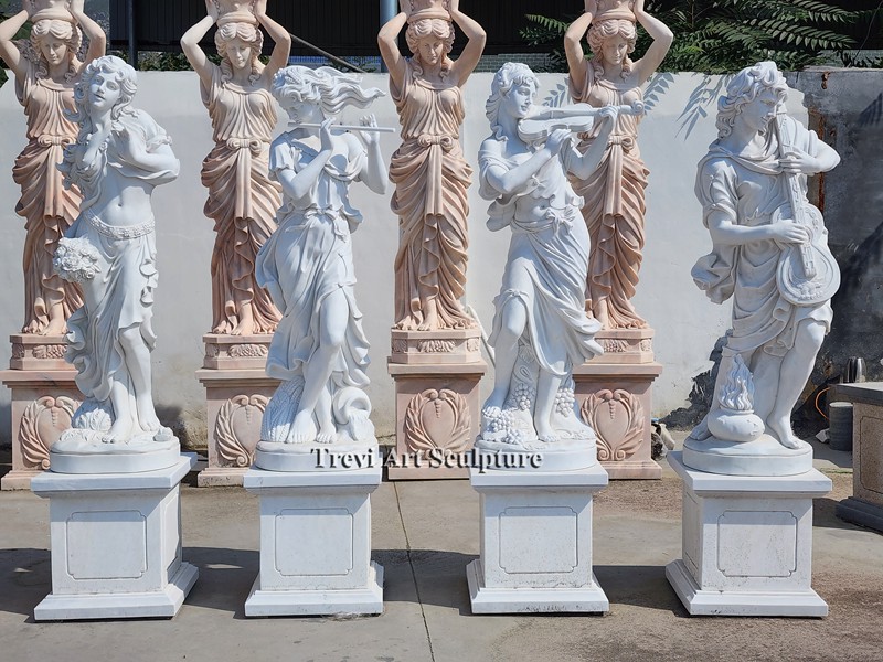 marble musical four seasons goddess sculpture playing instruments