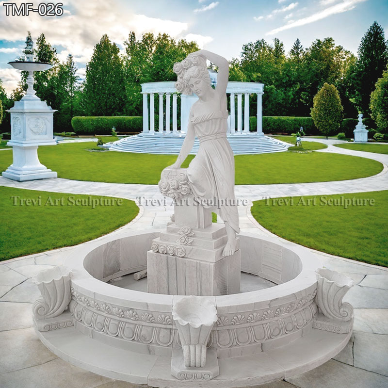 marble sitting lady water fountain