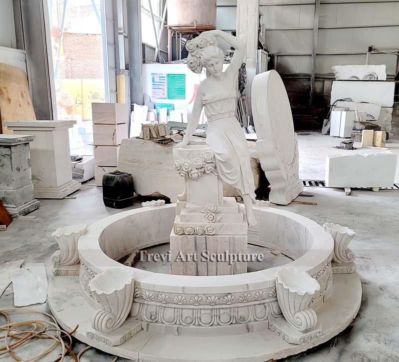 outdoor marble lady water fountain