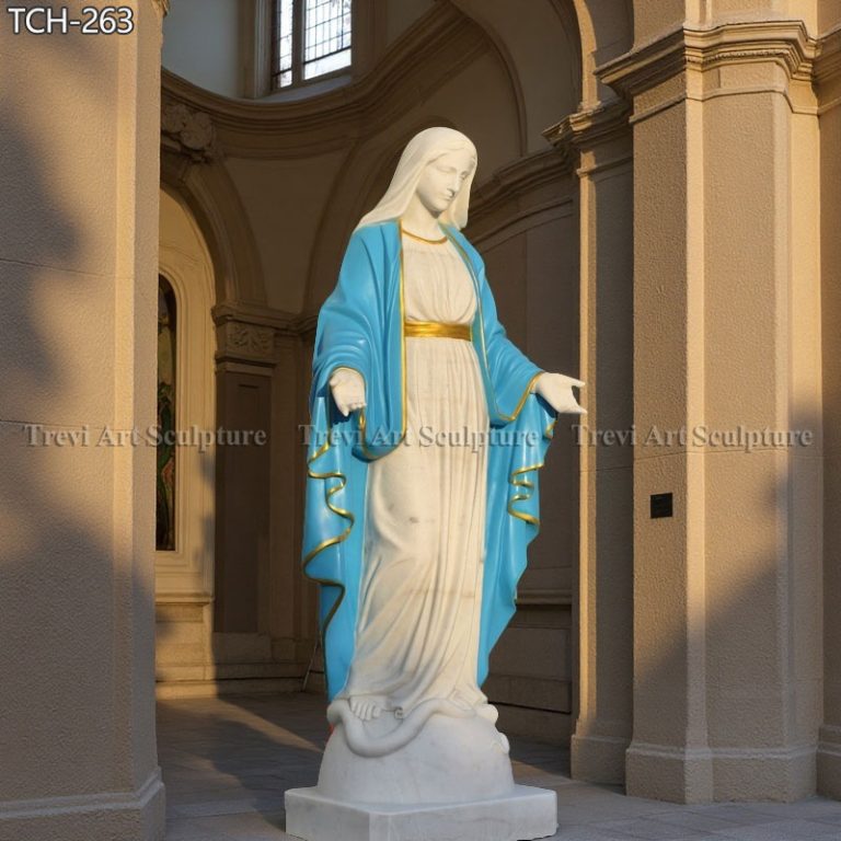 painted marble our lady of grace statue outdoor