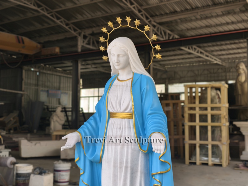 life size painted marble our lady of grace statue