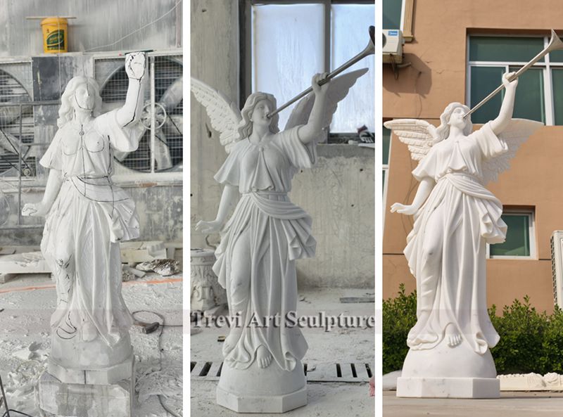 marble angel statues with trumpet