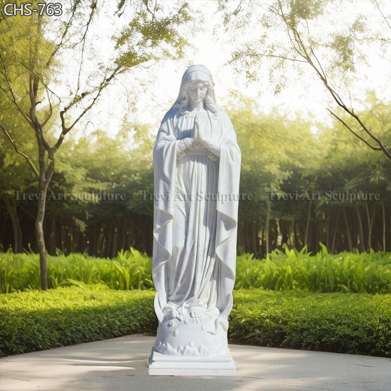 hand carved marble virgin mary statue