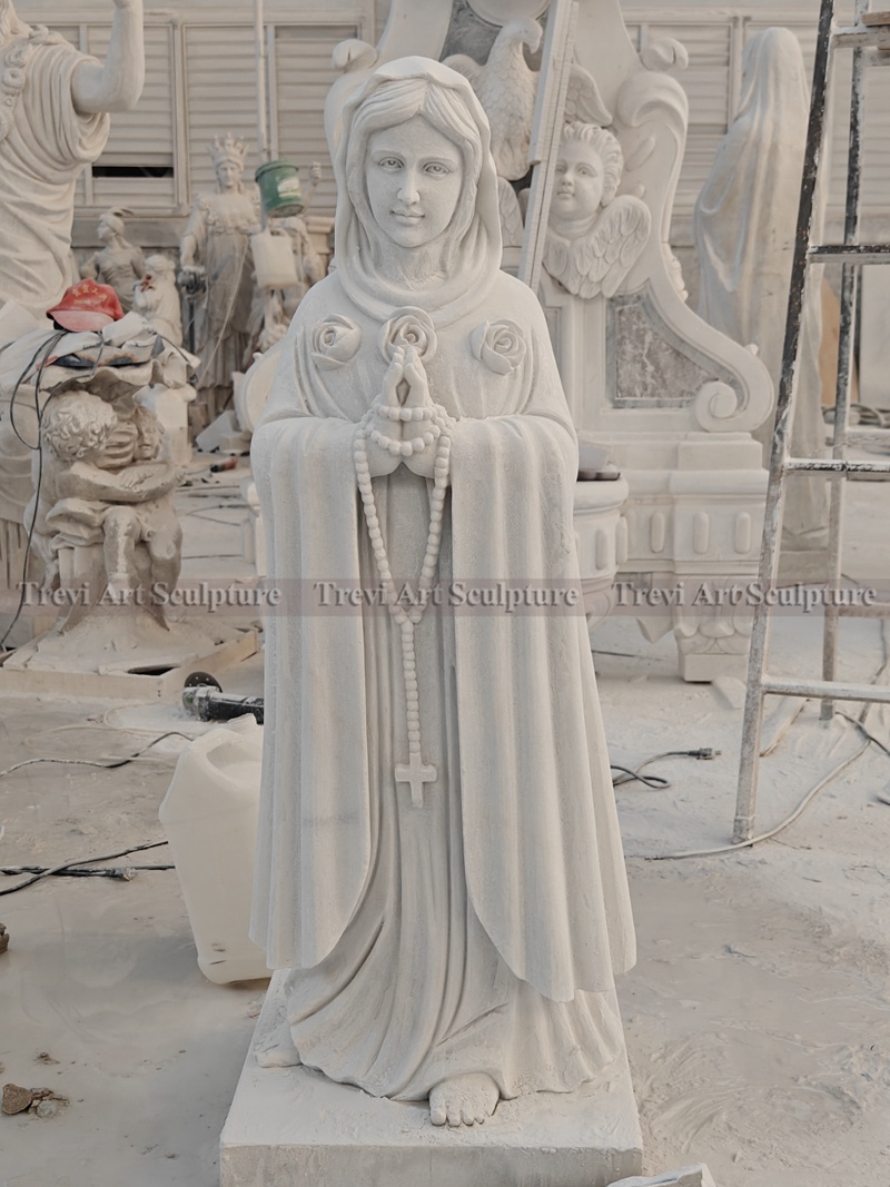 white marble garden maria rosa mystica statue for sale