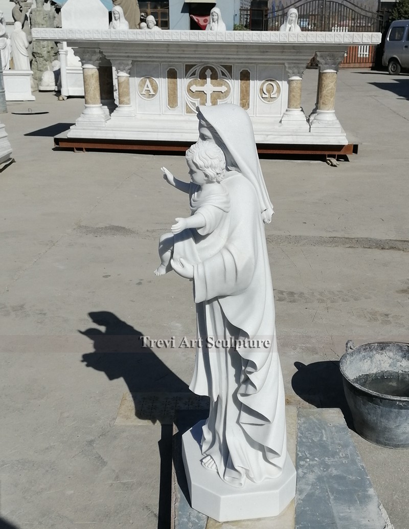 catholic virgin mary and child garden marble statue for sale