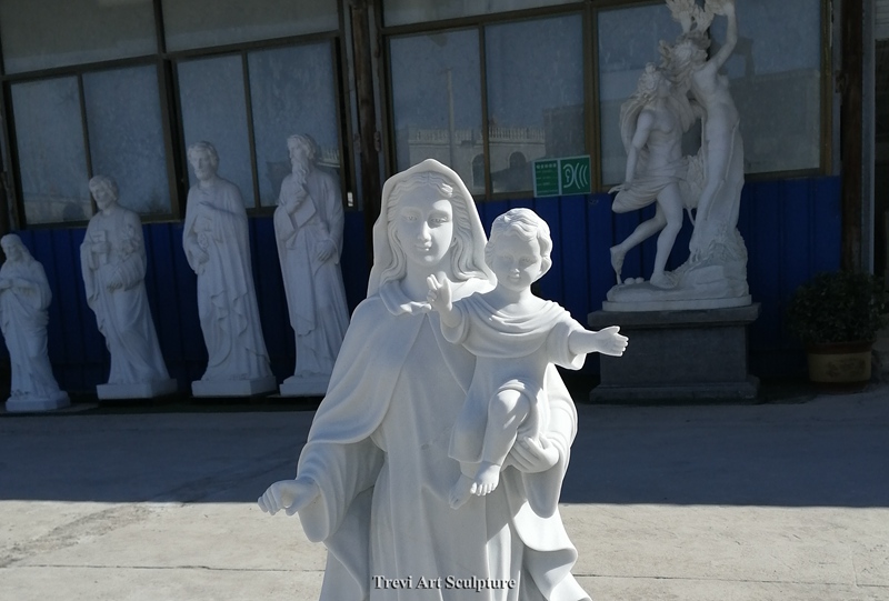 catholic virgin mary and child marble statue