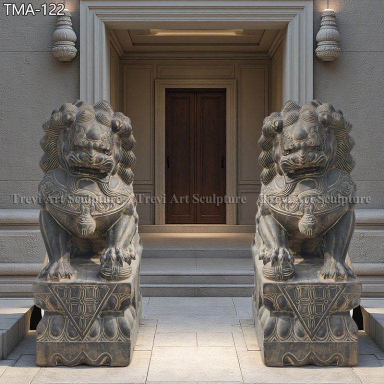 hand carved stone foo dog statue for temple
