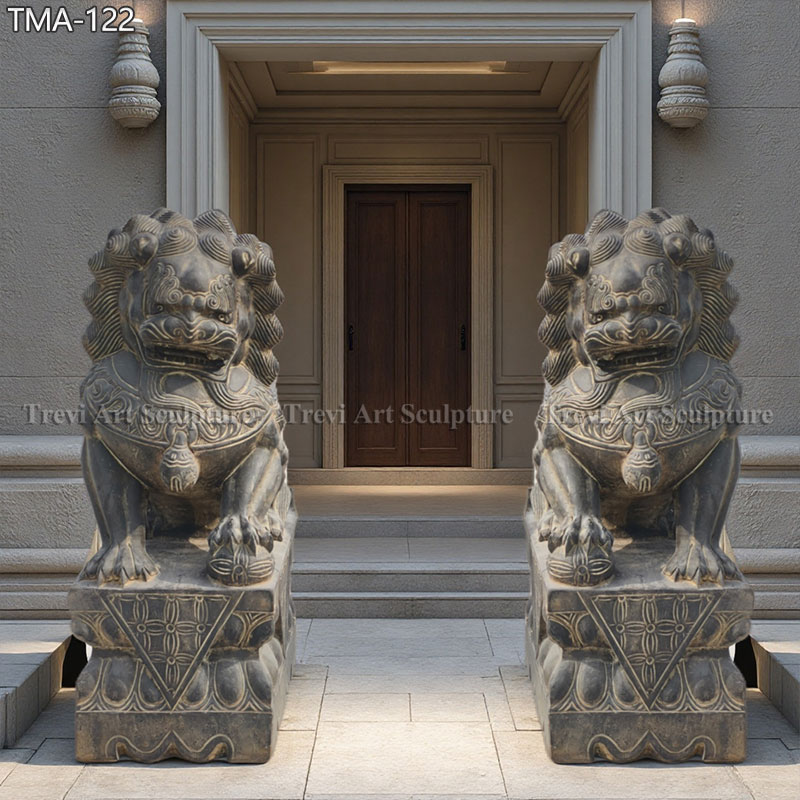 hand carved stone foo dog statue for temple