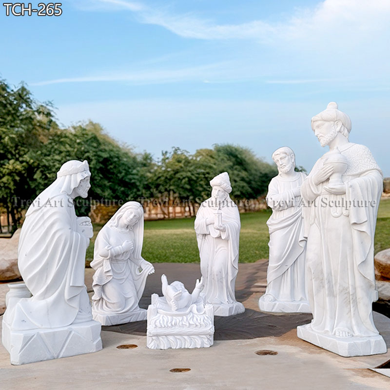 life size religious nativity scene statue in marble