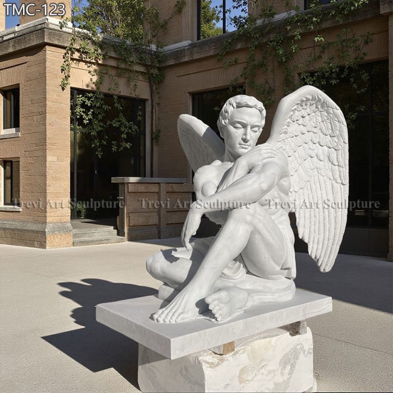 marble sitting male angel statue