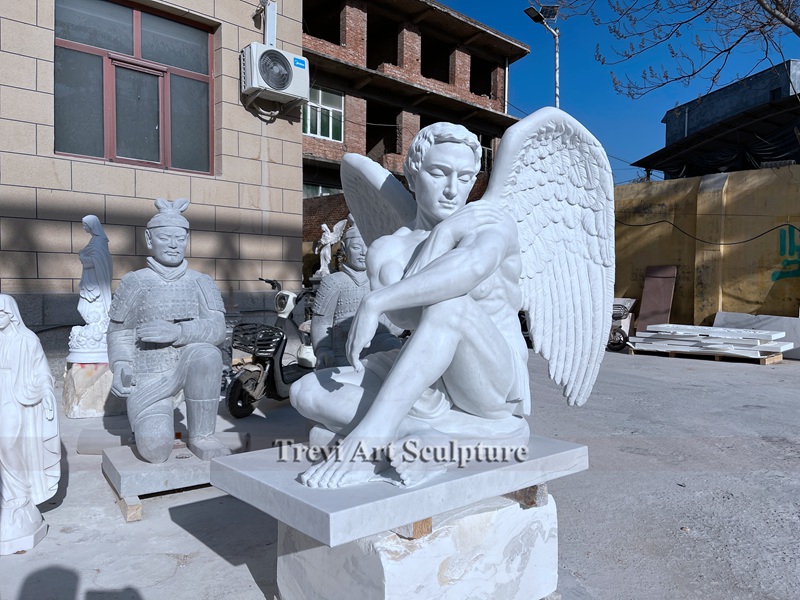 marble sitting male angel statue for sale