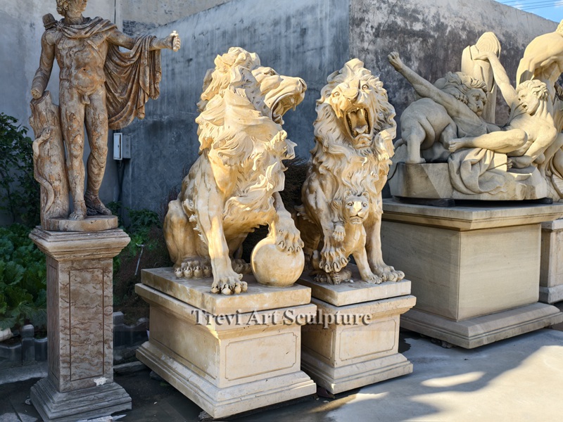 marble antique roaring lion statue for sale
