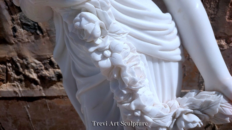 roman goddess flora marble statue detail