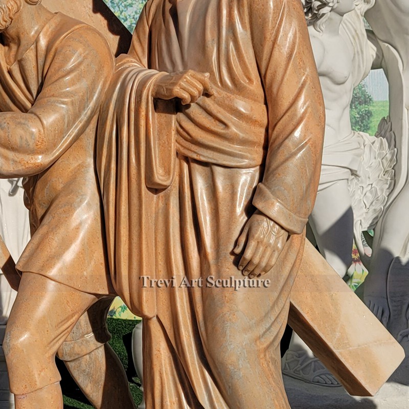 simon helps jesus carry his cross red marble