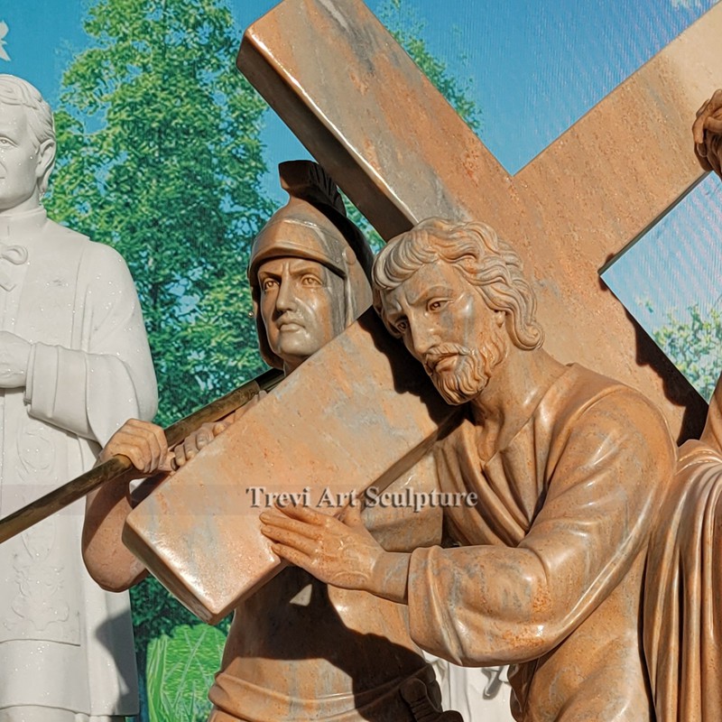 simon helps jesus carry his cross sculpture for church