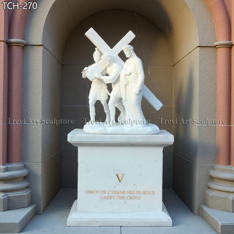 simon helps jesus carry his cross statue