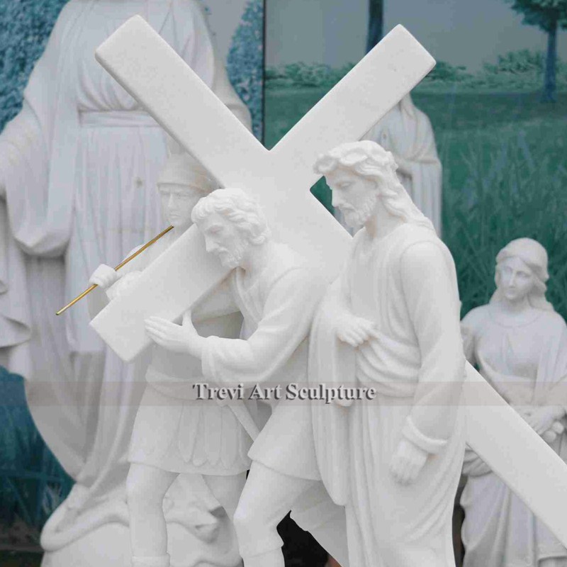 simon helps jesus carry his cross statue detail