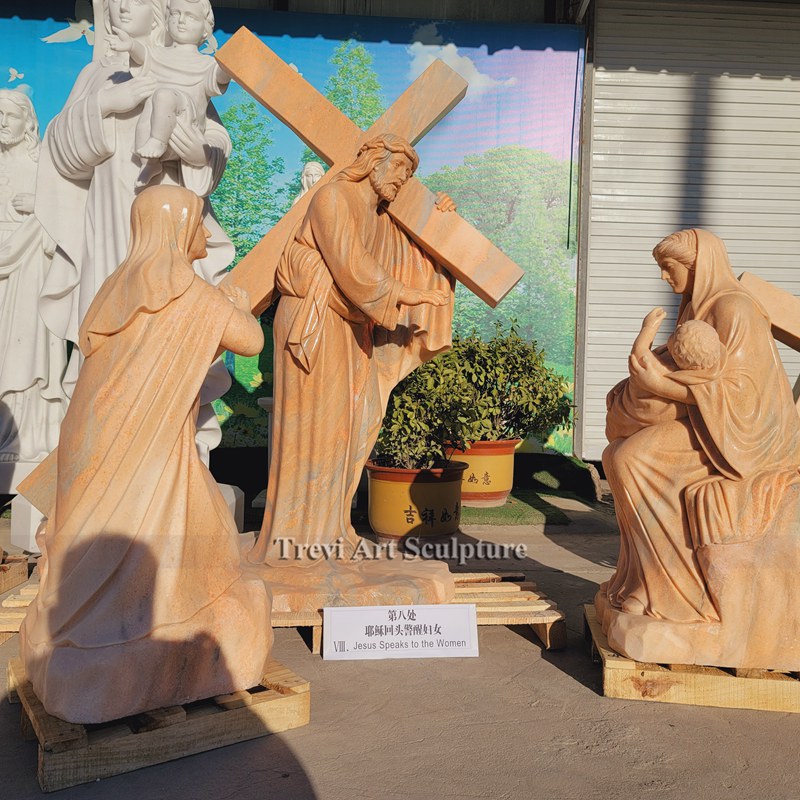 station viii jesus meets the women of jerusalem marble statue