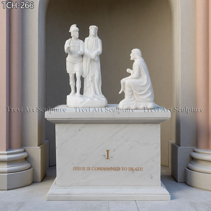jesus is condemned to death marble statue