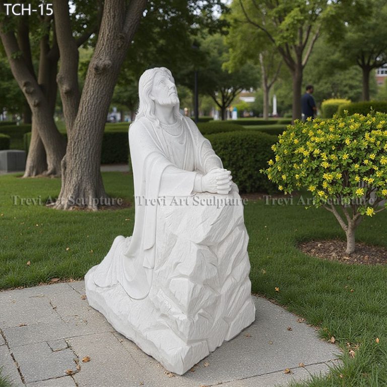 kneeling jesus white marble statue