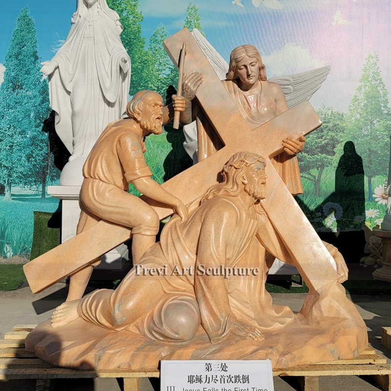 life size jesus falls the first time statue