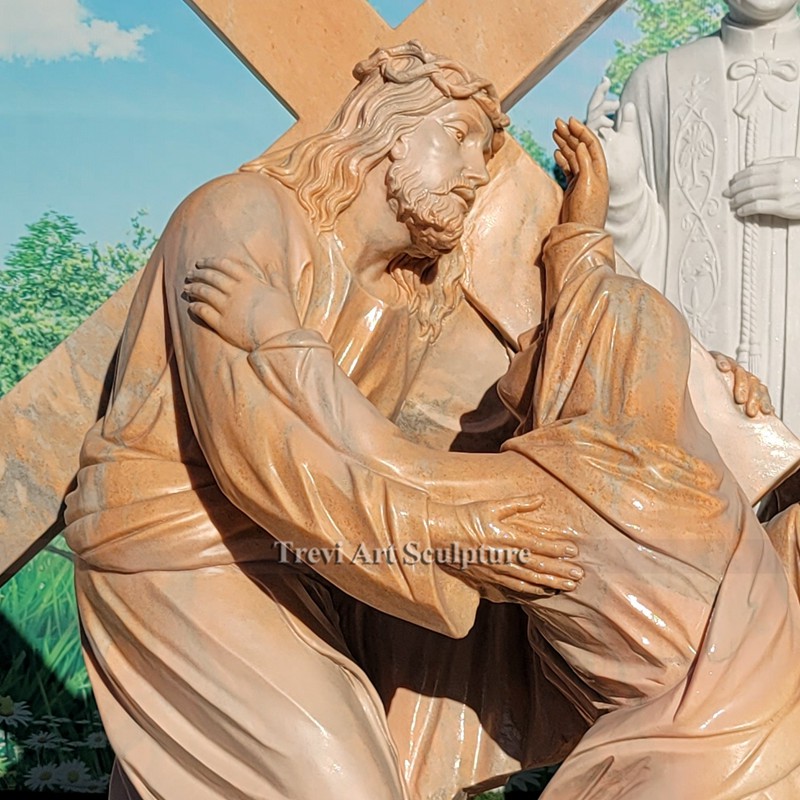 marble statue of jesus meets his mother