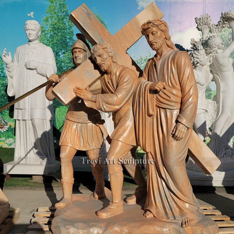 statue of simon helps jesus carry his cross