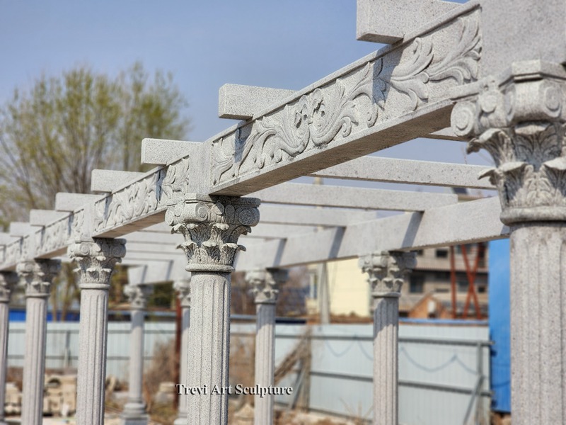 49 ft outdoor stone pillar pergola