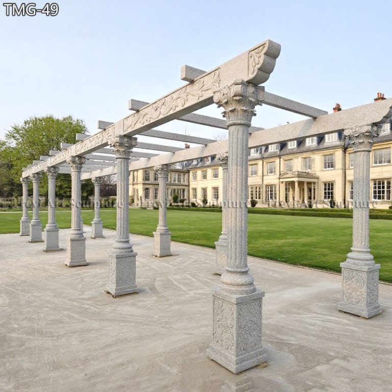 outdoor stone pillar pergola