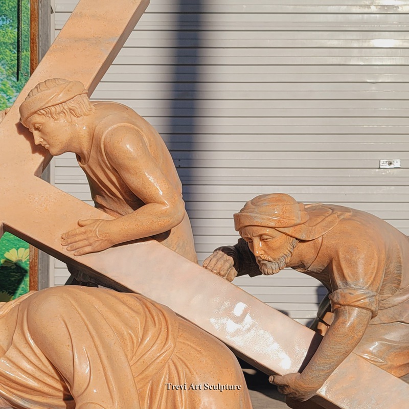 jesus falls the third time statue detail