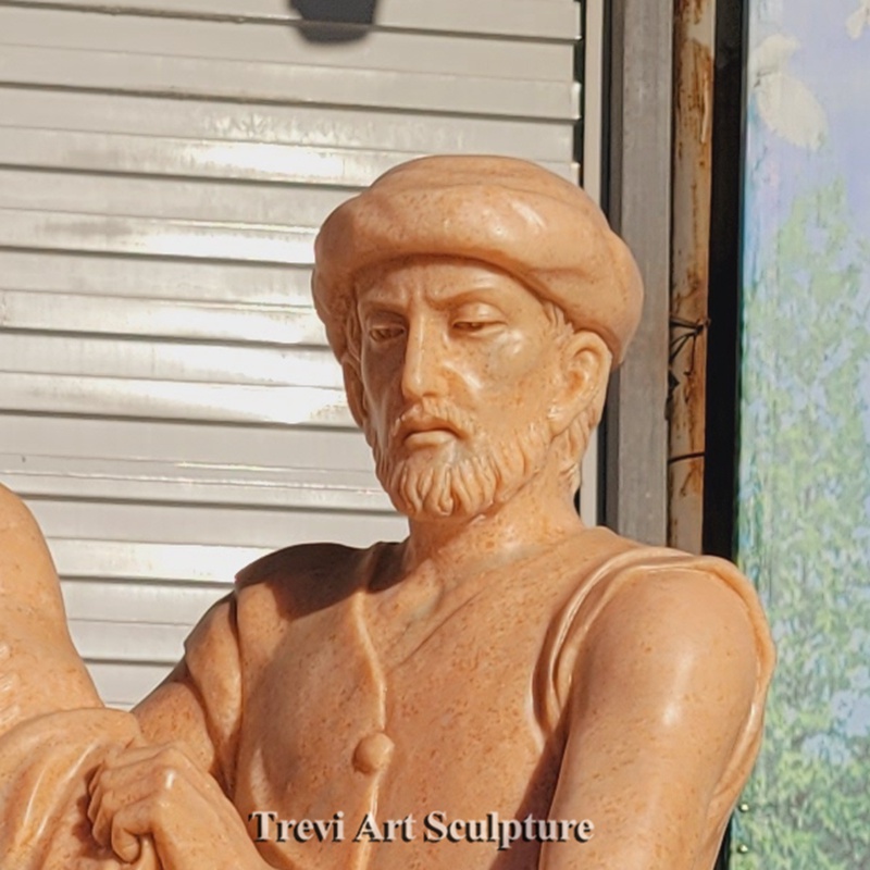 jesus is stripped of his garments statue red marble