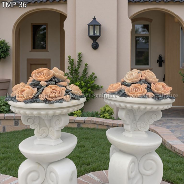 marble carved rose flower pots for villa