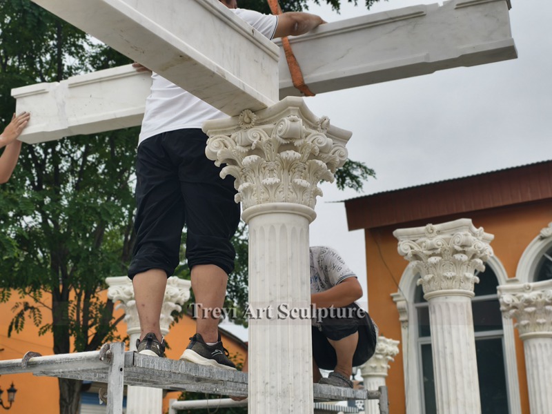 ornate marble greek pavilion install