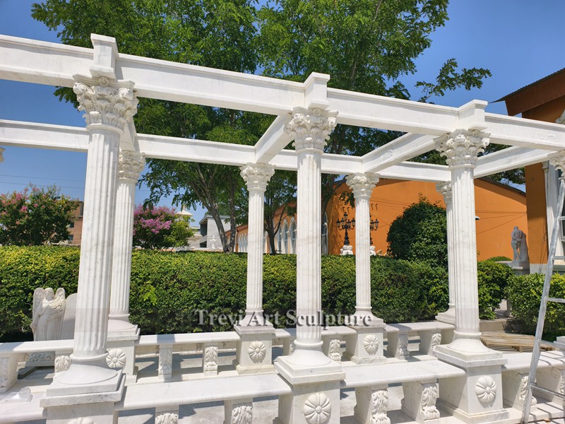 ornate marble greek pavilion with column
