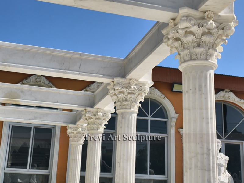 ornate marble greek pavilion with female column detail