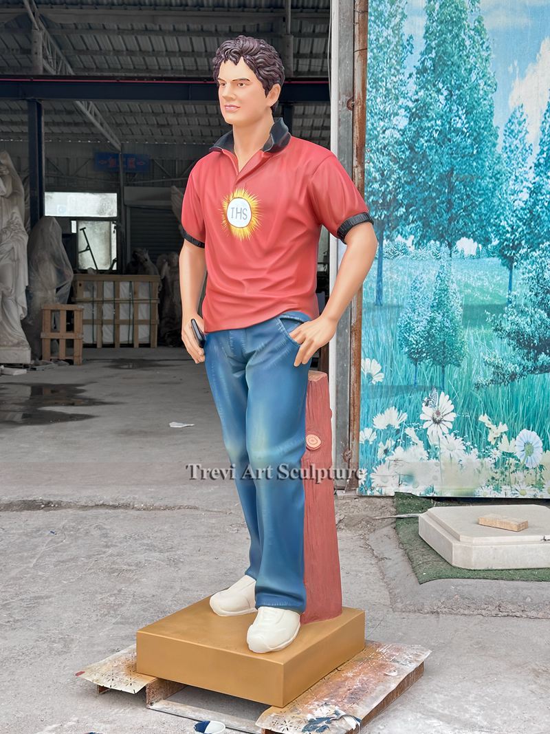 painted marble saint carlo acutis statue