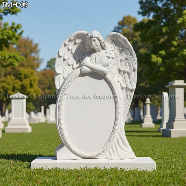peaceful carved angel headstones for graves