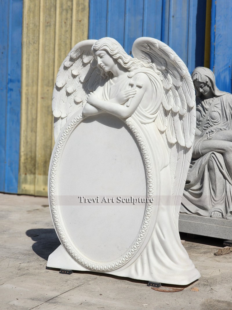 peaceful marble angel headstones for graves