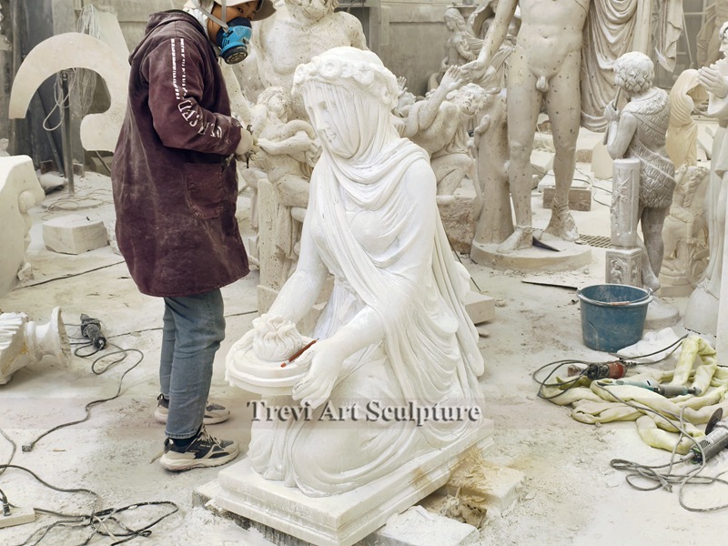  raffaelle monti marble veiled vestal statue carving process