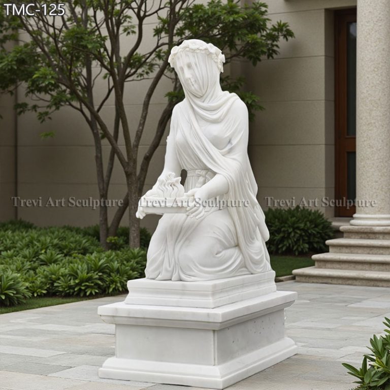  raffaelle monti marble veiled vestal statue for sale