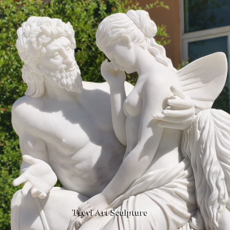 pan comforting psyche marble art statue replica detail