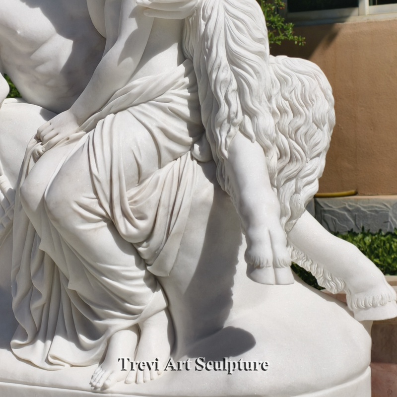 pan comforting psyche marble art statue replica detail