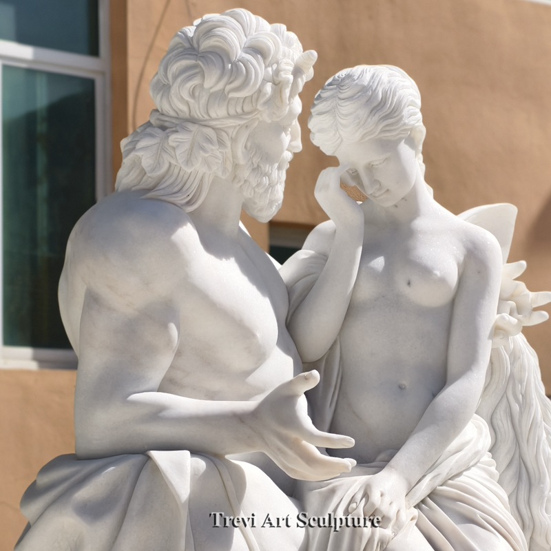 pan comforting psyche marble art statue replica detail