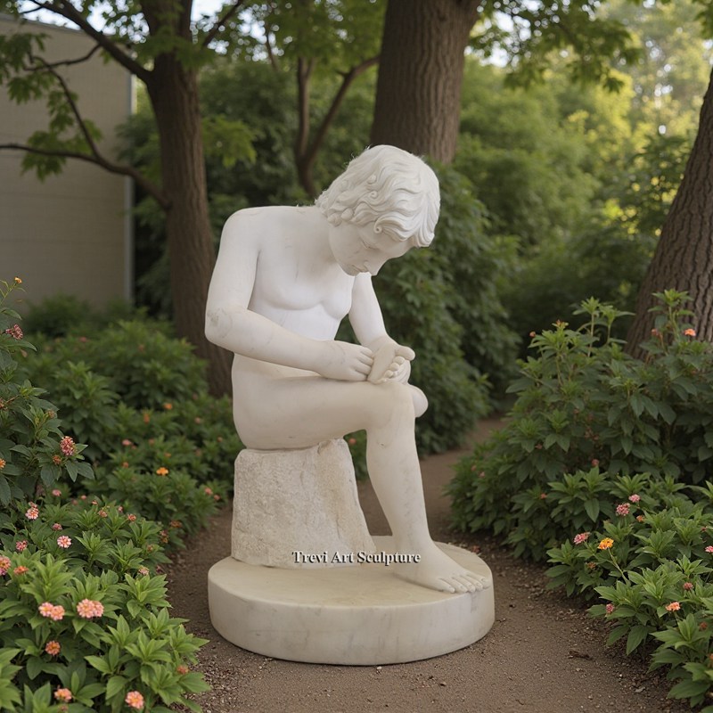4 feet marble boy with thorn statue for garden