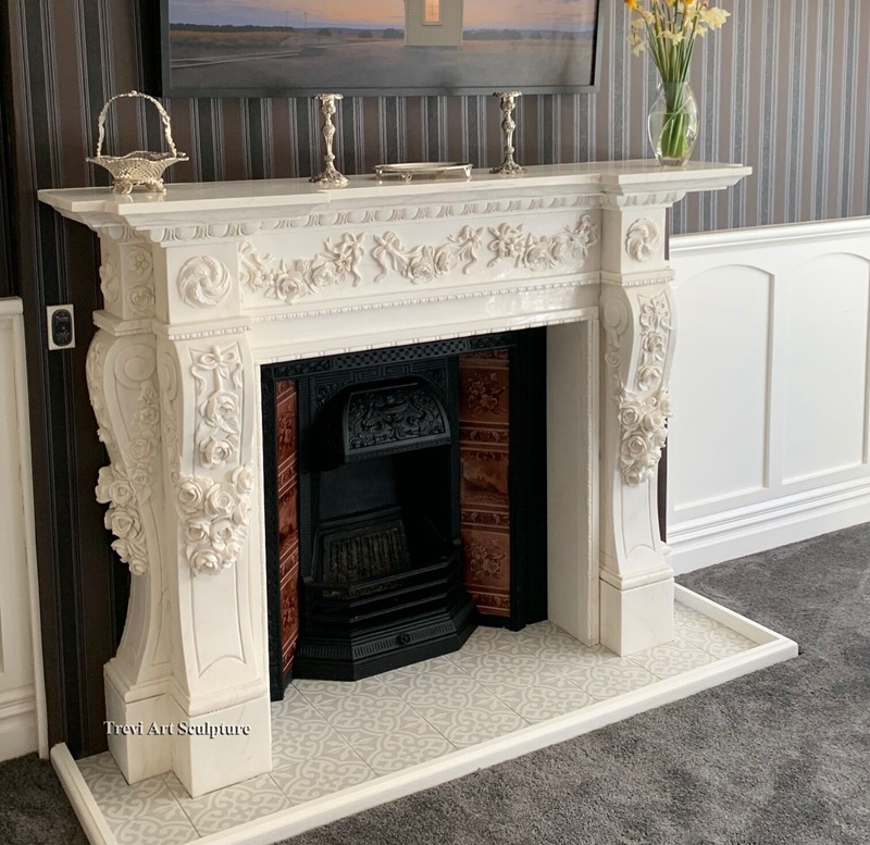 antique inspired marble fireplace