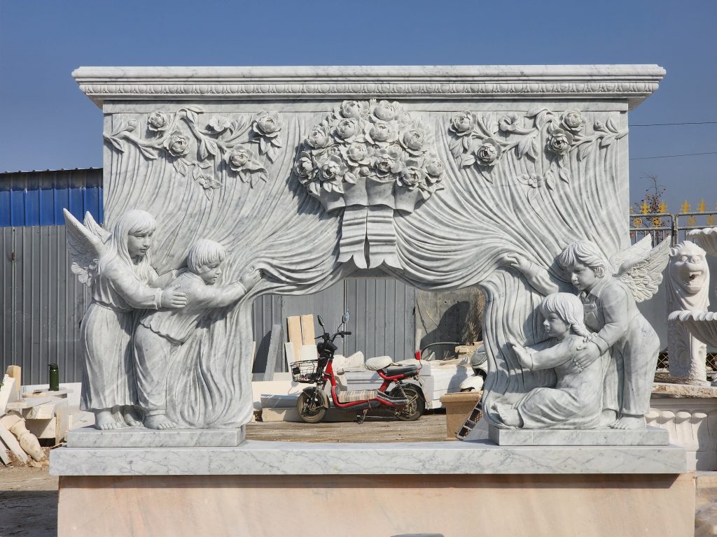 carrara decorative custom statue fireplace