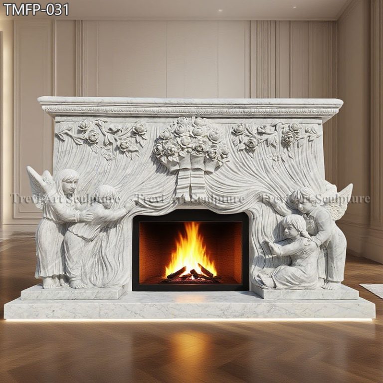 carrara custom children statue fireplace