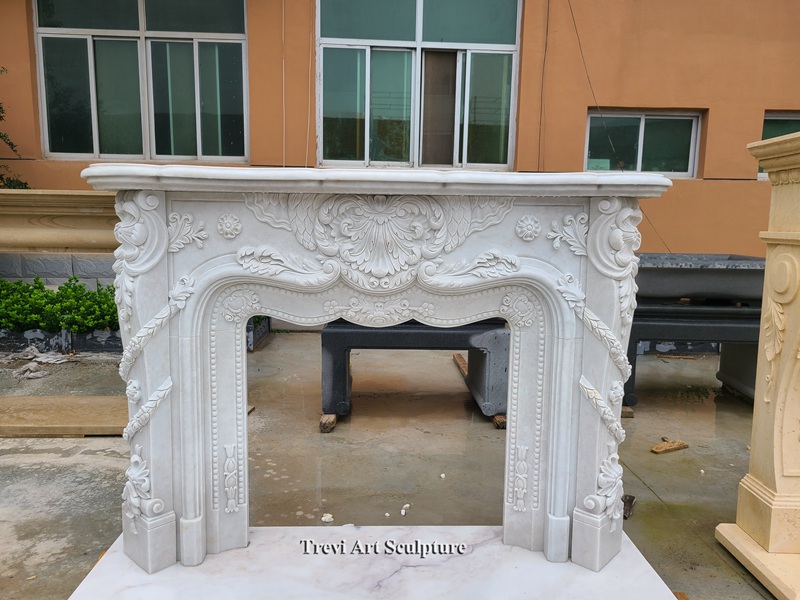 classic carrara marble fireplace