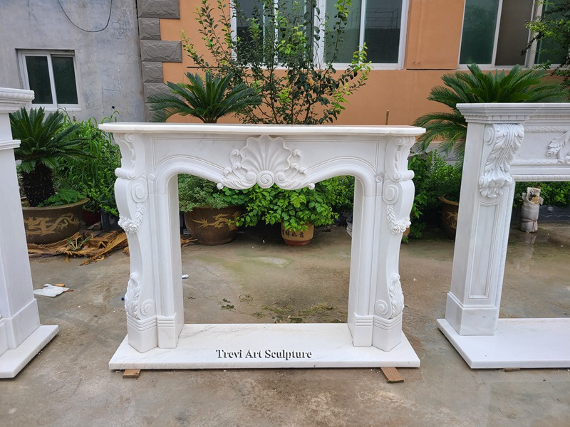 contemporary calacatta marble fireplace